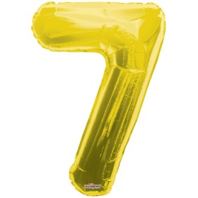 Party balonek nafukovací 86cm Číslice 7 zlatý velký foliový vzduch i helium