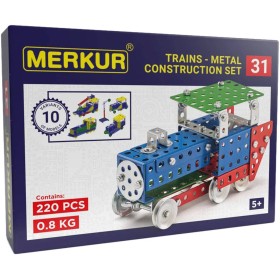 MERKUR M 031 Vláček Železniční modely 220 dílků *KOVOVÁ STAVEBNICE*