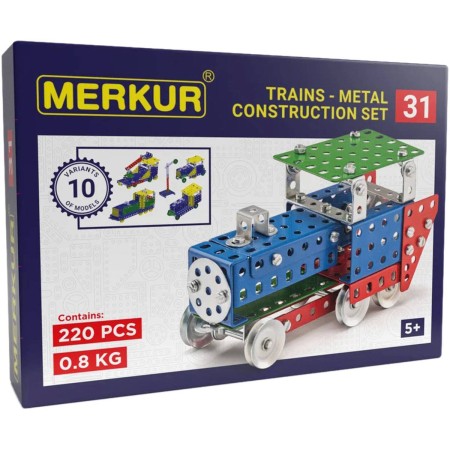 MERKUR M 031 Vláček Železniční modely 220 dílků *KOVOVÁ STAVEBNICE*