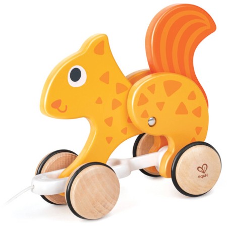HAPE DŘEVO Veverka baby tahací na kolečkách *DŘEVĚNÉ HRAČKY*