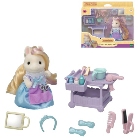 Sylvanian Families Kadeřnictví herní set poník Serafina s vlasy a doplňky