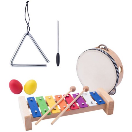 WOODY Set muzikální 5ks xylofon traingl tamburina maracas *HUDEBNÍ NÁSTROJE*