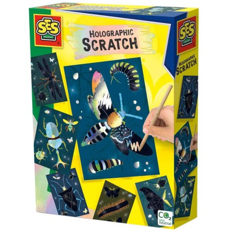 SES CREATIVE Obrázky vyškrabávací holografické set 6 karet s rydlem