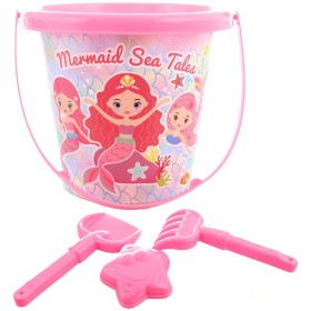 Pískový set kyblík 15cm s formičkou a 2 nástroji Mořská panna sada na písek 4ks