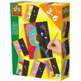 SES CREATIVE Nauč se vyškrabávat obrázky kreativní set 6 karet s rydlem