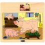 WOODY DŘEVO Puzzle na desce Zvířátka domácí s mláďátky 6 druhů