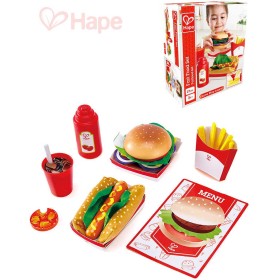 HAPE DŘEVO Fast Food set makety potravin 27 dílků rychlé občerstvení