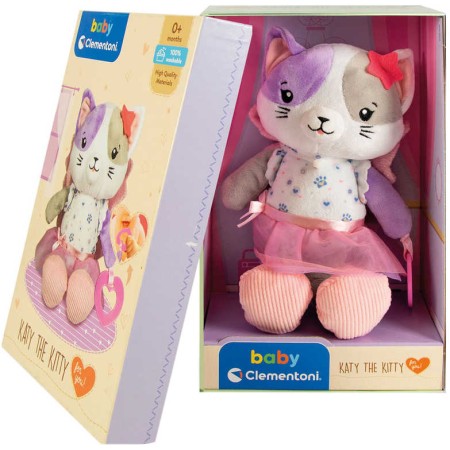 CLEMENTONI PLYŠ Baby můj první kočička 28cm v dárkové krabici pro miminko