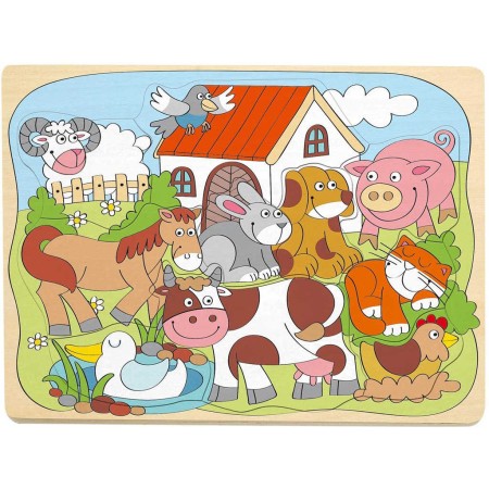 WOODY DŘEVO Puzzle na desce Veselá domácí zvířátka skládačka