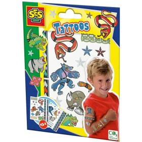 SES CREATIVE Tetování dětské metalické zvířecí bojovníci 45ks klučičí