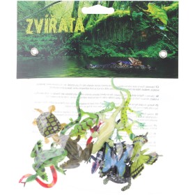 Zvířata z pralesa 4cm plastové figurky zvířátka divoká set 12ks v sáčku