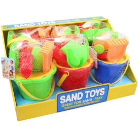 Pískový set kbelík barevný se 2 nástroji a formičkami sada na písek 3 barvy