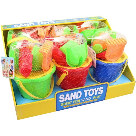 Pískový set kbelík barevný se 2 nástroji a formičkami sada na písek 3 barvy