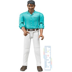 BRUDER 60003 Figurka muž bílé kalhoty 11cm tmavá pleť plast