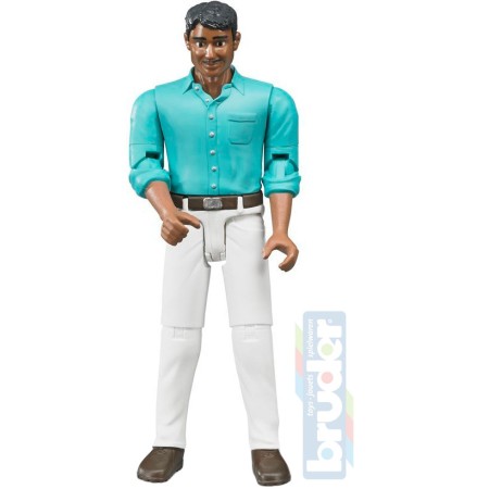 BRUDER 60003 Figurka muž bílé kalhoty 11cm tmavá pleť plast