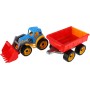 Traktor barevný bagr s vlekem a lžící na písek plast v síťce