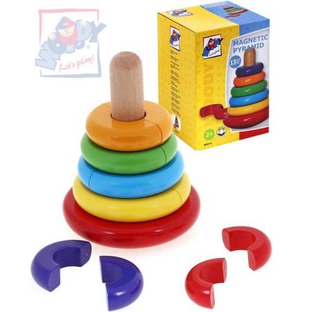 WOODY DŘEVO Pyramida skládací magnetická vkládačka Káča *DŘEVĚNÉ HRAČKY*