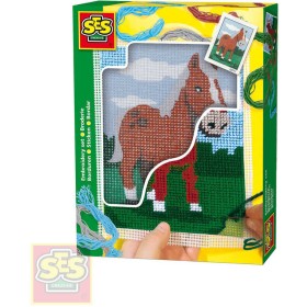 SES CREATIVE Dečka dětská vyšívací Kůň set s bavlkami malá švadlenka