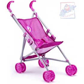 WOODY Kočárek růžový golfky jednorožec pro panenku miminko kov