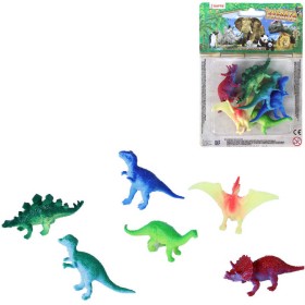 Zvířata dinosauři plastové figurky barevná zvířátka set 6ks blistr
