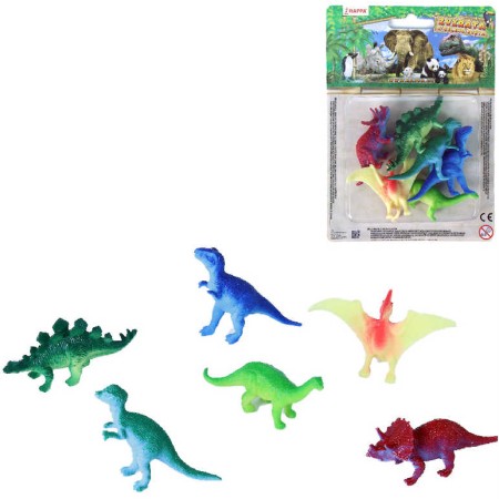 Zvířata dinosauři plastové figurky barevná zvířátka set 6ks blistr