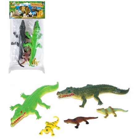 Krokodýli barevní set 5ks zvířátka figurky v sáčku plast