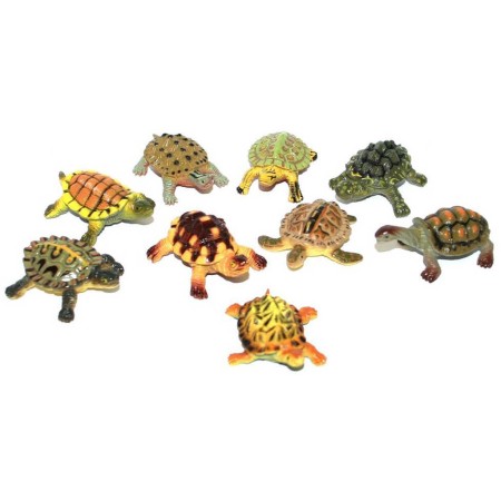 Želvy barevné 5cm set 9ks zvířátka figurky různé druhy v sáčku plast