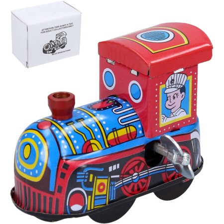 Mašinka 6cm natahovací retro kovová lokomotiva vláček na klíček