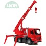LENA Auto jeřáb Mercedes Arocs 70cm funkční červený plast