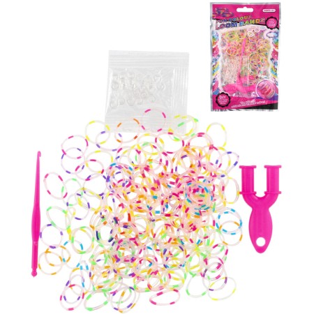 UDĚLEJ SI NÁRAMEK Gumičky LOOM BANDS 200ks set s doplňky strakaté
