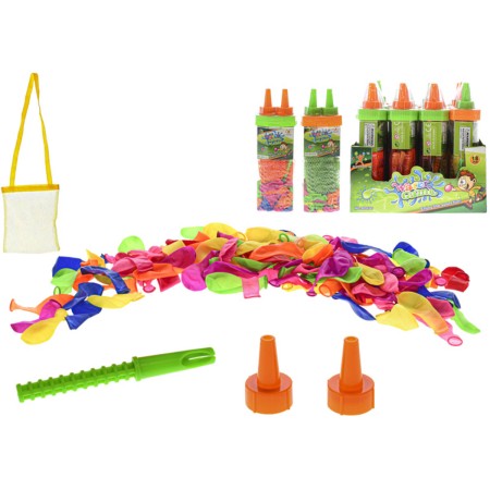 Vodní bomby barevné balonky set 120ks se 2 nástavci a síťkou 2 barvy