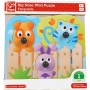 HAPE DŘEVO Baby puzzle vkládací s úchyty domácí zvířátka 3 dílky na desce