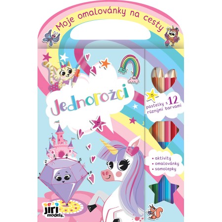 JIRI MODELS Moje omalovánky na cesty Jednorožci s pastelkami a samolepkami