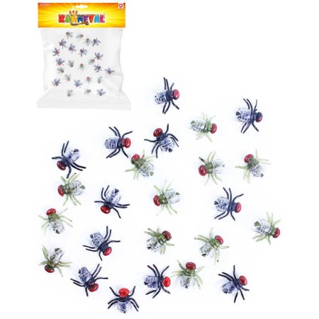 Moucha malá gumová 1,5cm set 24ks dekorace Halloween hmyz v sáčku