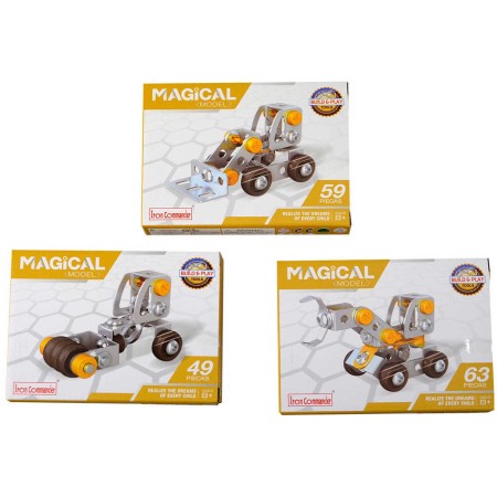 Stavebnice Auto kovové pracovní šroubovací set 49-63 dílků s nástroji 6 druhů