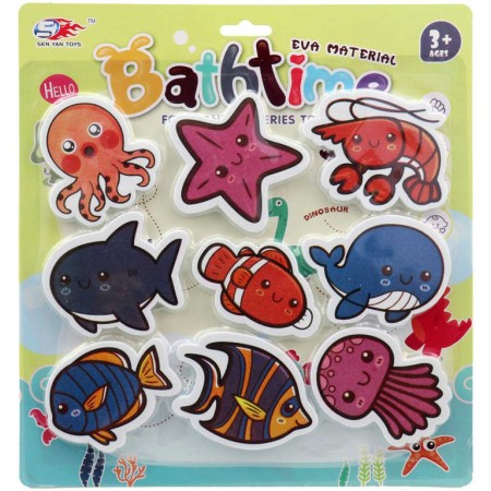 Zvířátka pěnová nalepovací Mořský svět vodolepky set 9ks do vany