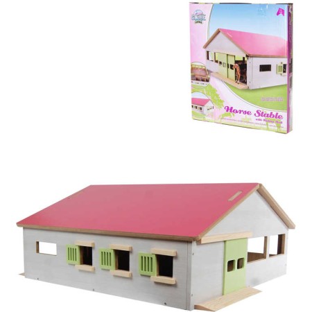 KIDS GLOBE Stáj pro koně 62x56cm DŘEVĚNÁ STAVEBNICE