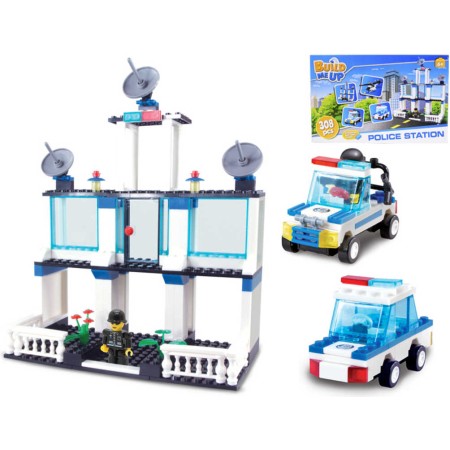 Stavebnice BuildMeUP Policejní stanice 308 dílků + 2 figurky plast