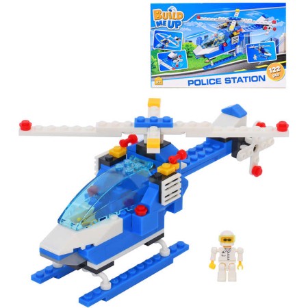 Stavebnice BuildMeUP Policejní stanice Helikoptéra 122 dílků plast