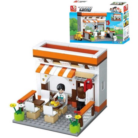 SLUBAN Stavebnice TOWN Restaurace set 134 dílků + 2 figurky plast