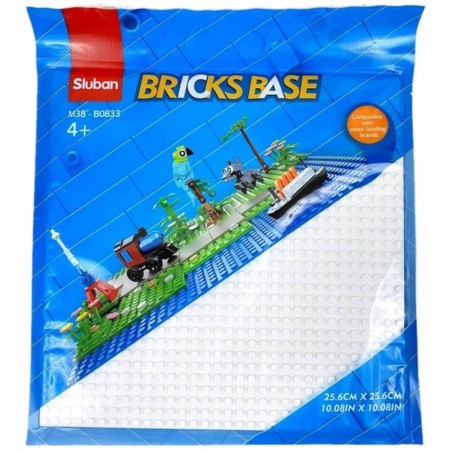 SLUBAN Základní deska bílá 25x25cm podložka na stavění pro stavebnice