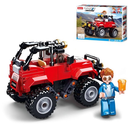 SLUBAN Town Auto červené SUV džíp 135 dílků + 1 figurka STAVEBNICE