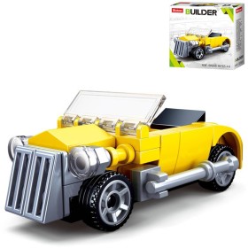SLUBAN Builder Žlutý kabriolet auto veterán 48 dílků STAVEBNICE