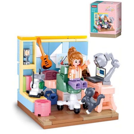 SLUBAN Mini Handcraft Studentský pokoj 216 dílků + 1 figurka STAVEBNICE