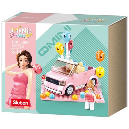 SLUBAN Mini Handcraft MiniQ Růžový kabriolet 245 dílků + 1 figurka STAVEBNICE