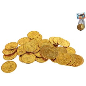 Mince dětské zlaté plastové pirátské peníze set 40ks v síťce
