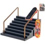 Skateboard prstový fingerboard herní set s rampou schodiště kov
