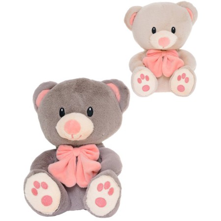 PLYŠ Medvěd 28cm sedící s mašlí 2 barvy *PLYŠOVÉ HRAČKY*