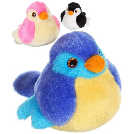 PLYŠ Ptáček 14cm na baterie Zvuk 7 barev *PLYŠOVÉ HRAČKY*