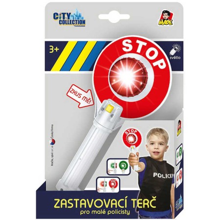 Plácačka policejní 23cm zastavovací terč plastový na baterie Světlo